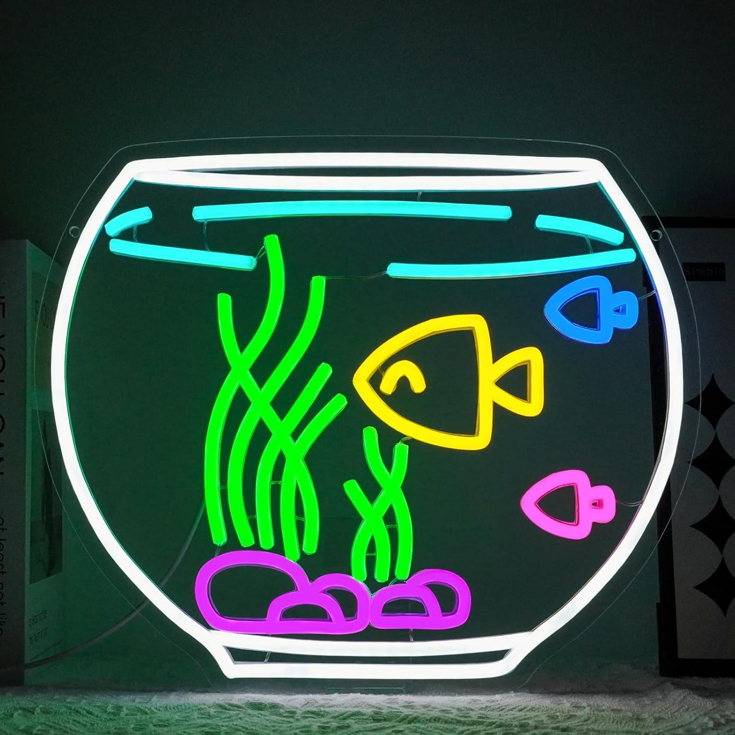 Neon Sign Party - ป้ายไฟนีออนรูปตู้ปลา ไฟ LED ปรับความสว่างได้ สำหรับห้องนั่งเล่น โรงแรม