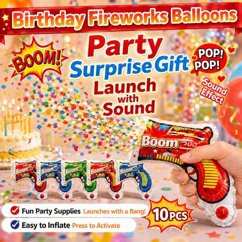 Confetti Cannon Tube - ปืนยิงลูกโป่งแบบมือถือ 10 ชิ้น พร้อมลูกปา สำหรับงานปาร์ตี้ ของขวัญเซอร์ไพรส์