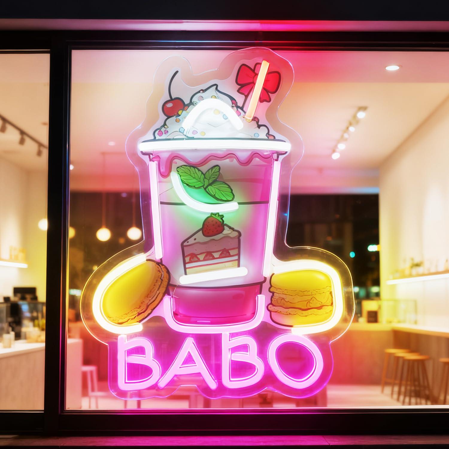 Neon Sign Party - ป้ายไฟนีออนลายชานมไข่มุก สำหรับร้านกาแฟ บาร์ชานมไข่มุก ร้านเครื่องดื่ม ปาร์ตี้ ห้องครัว