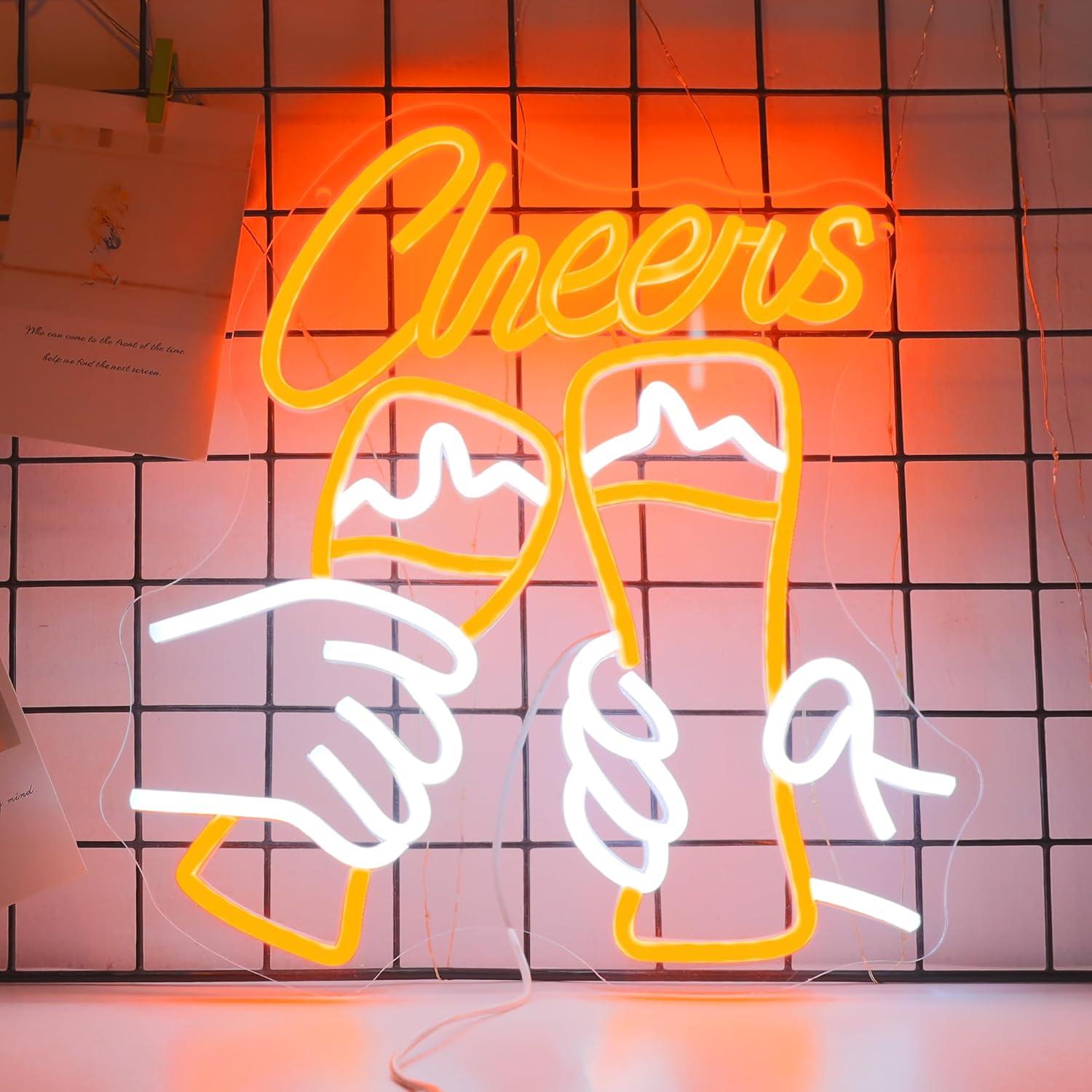 Neon Sign Party - ป้ายไฟนีออนค็อกเทล Cheers ไฟ LED ปรับความสว่างได้ด้วย USB