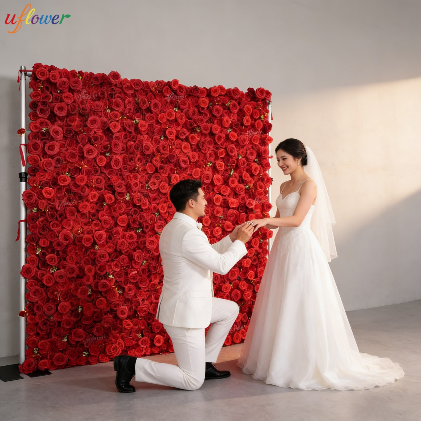 ผนังดอกกุหลาบแดงประดิษฐ์ Uflow - Flower Wall Panel บทวิจารณ์และราคา